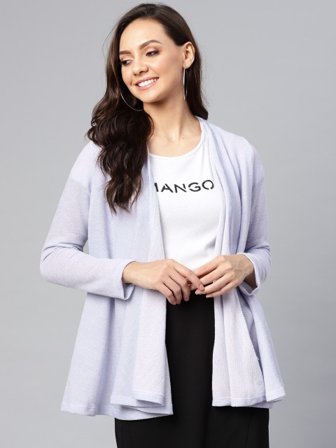 

Femella Women Blue Solid Waterfall Shrug