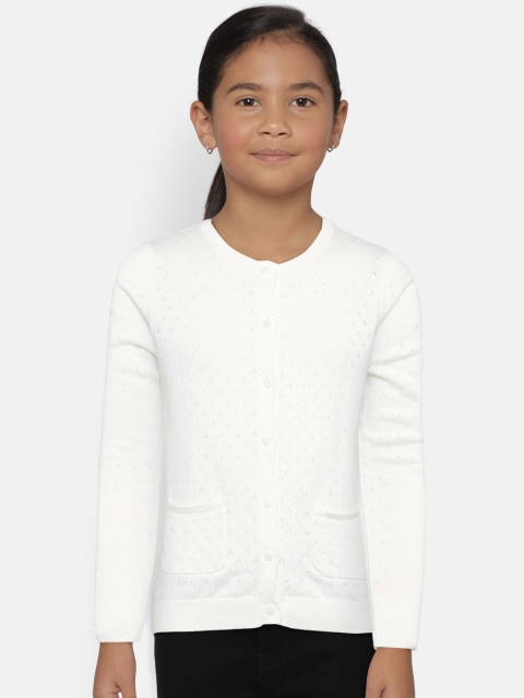 

OSHKOSH Bgosh Girls White Self Design Sweater