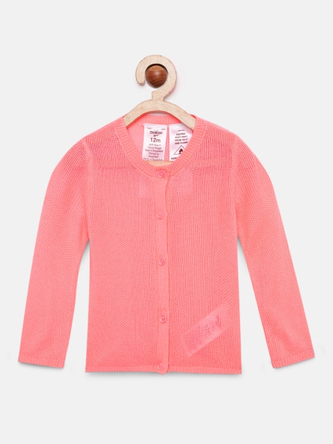 

OSHKOSH Bgosh Girls Neon Pink Self Design Sweater