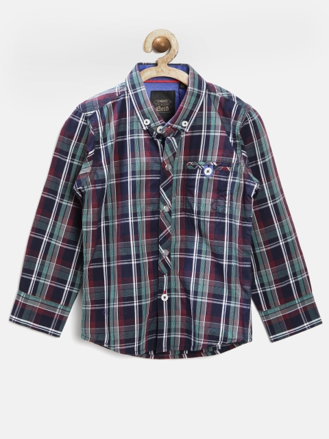 

Gini & Jony Boys Navy Checked Slim Shirt, Navy blue