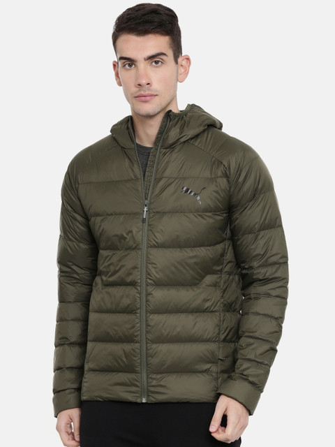 

Puma Men Olive Green Solid PWRWarm packLITE HD 600 DOWN Puffer Jacket