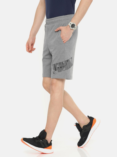

Puma Men Grey Solid Regular Fit Knitted Graphic I Sports Shorts