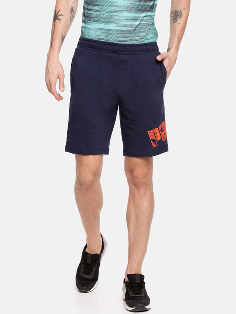 

Puma Men Navy Blue Printed Regular Fit Knitted Graphic Sports Shorts