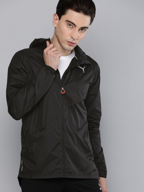 

Puma Men Black Solid WindCELL Lightweight Hooded Running Jacket