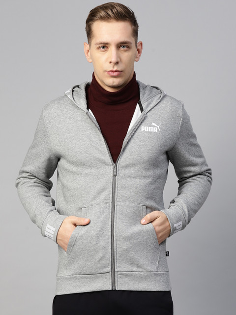 

Puma Men Grey Melange Solid Amplified Hooded Sweatshirt