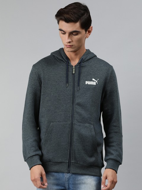 

Puma Men Blue Solid ESS+ FZ hoody FL Hooded Sweatshirt