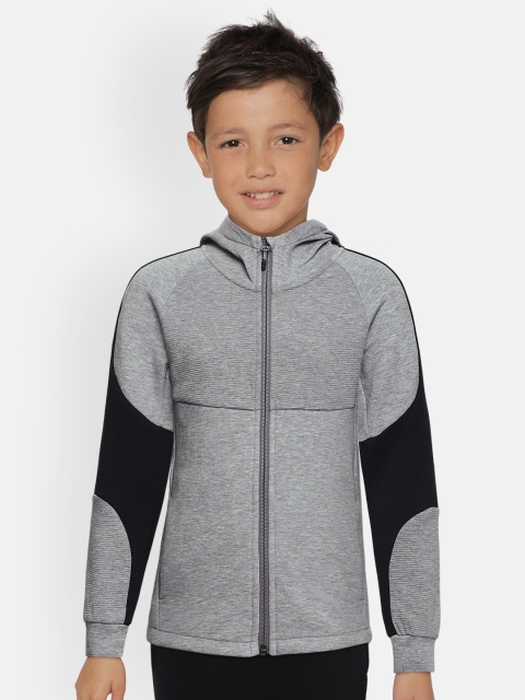 

Puma Boys Grey Solid Evostripe Hooded Sporty Jacket