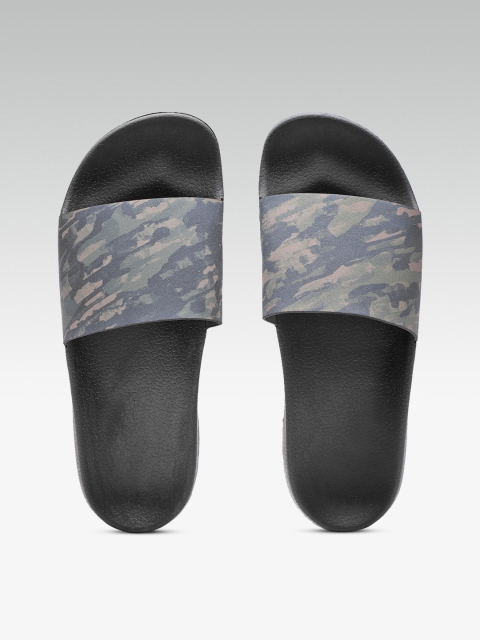 

UNDER ARMOUR Unisex Black & Olive Green Core Remix Camouflage Print Sliders