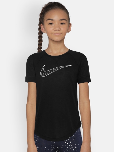 

Nike Girls Black Solid Round Neck T-shirt