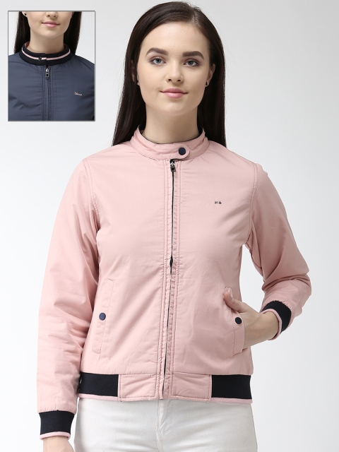 

Okane Women Pink Solid Reversible Bomber Jacket