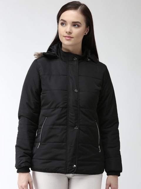 

Okane Women Black Solid Hooded Parka Jacket