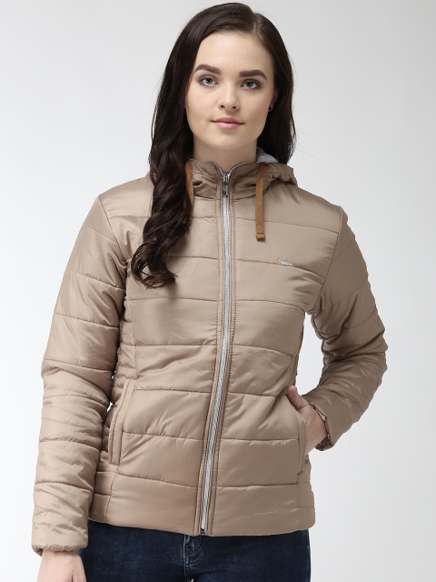 

Okane Women Beige Solid Hooded Puffer Jacket