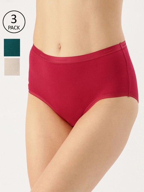 

Women Pack of 3 Solid High Rise Full Briefs PPK53001, Red