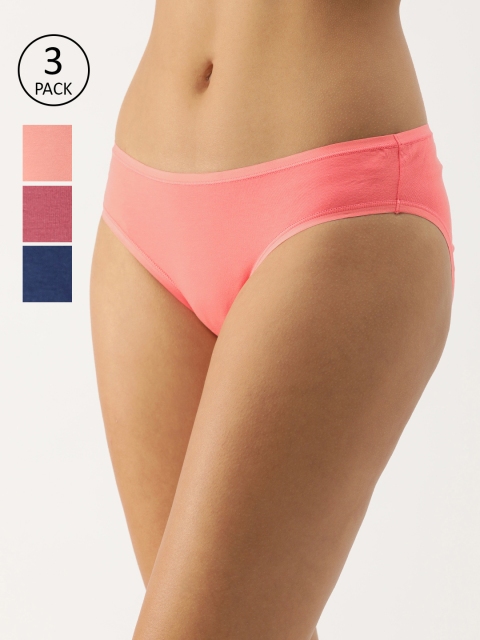 

Amante Women Pack Of 3 Solid Low Rise Bikini Briefs PPK33002, Peach