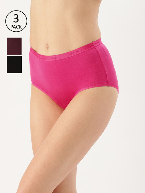 

Women Pack of 3 Solid High Rise Full Briefs PPK5300, Pink