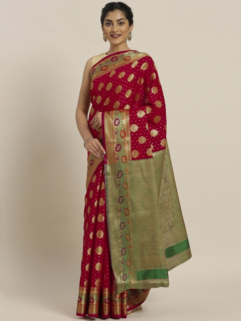 

Pisara Red & Golden Silk Cotton Woven Design Banarasi Saree