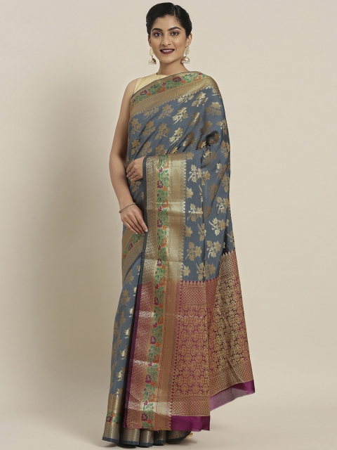 

Pisara Grey Silk Cotton Woven Design Banarasi Saree