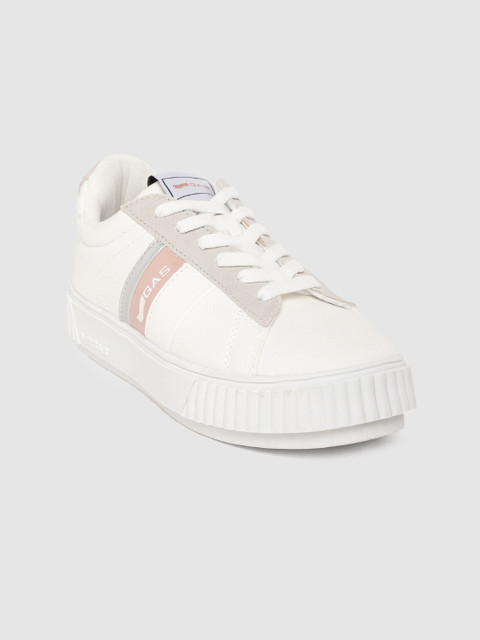 

GAS Women White Solid Flatform Sneakers