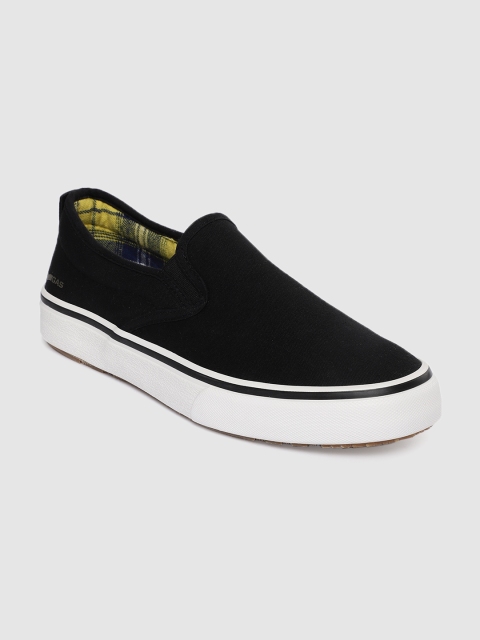 

GAS Men Black Solid Slip-On Sneakers