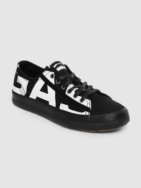 

GAS Men Black Printed Lace-Up Sneakers