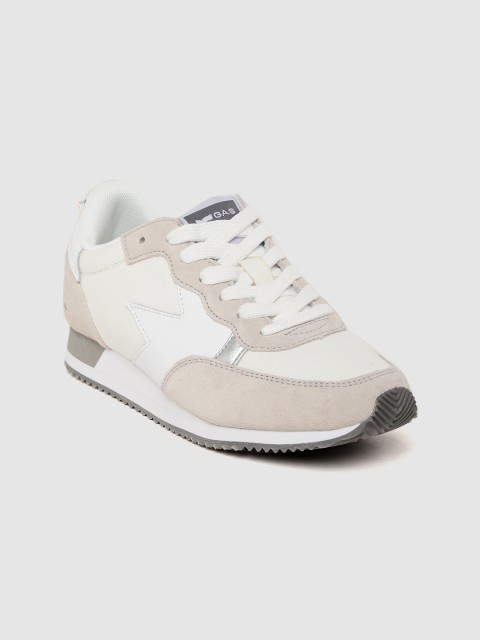 

GAS Women Beige & White Colourblocked Sneakers