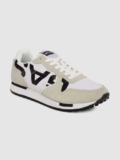 

GAS Men White & Beige Colourblocked Sneakers