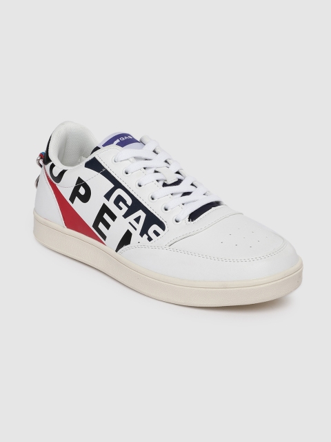 

GAS Men White Printed Lace-Up Sneakers