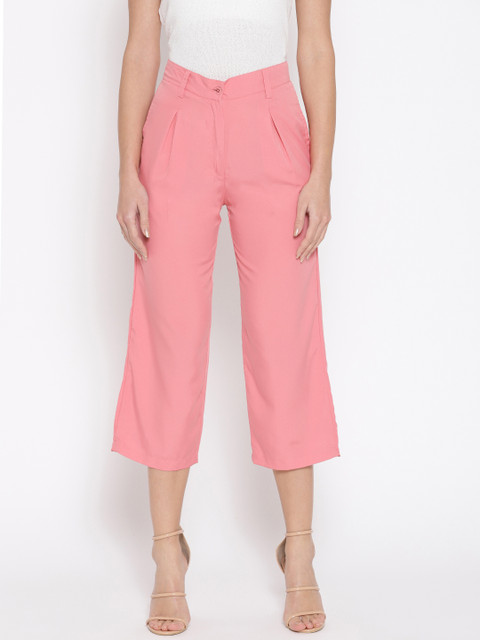 

Alsace Lorraine Paris Women Pink Straight Fit 3/4th Solid Regular Trousers