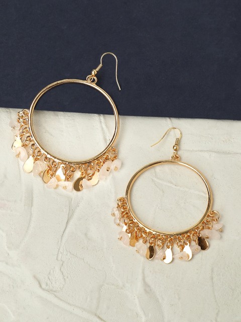 

Rubans Women Gold-Plated Handcrafted Peach-Coloured Feather Shaped Chandbalis