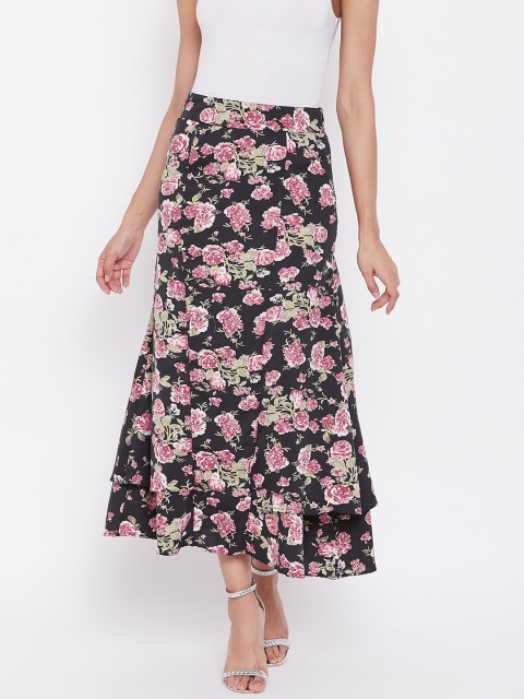 

Alsace Lorraine Paris Women Black & Pink Printed A-line Skirt