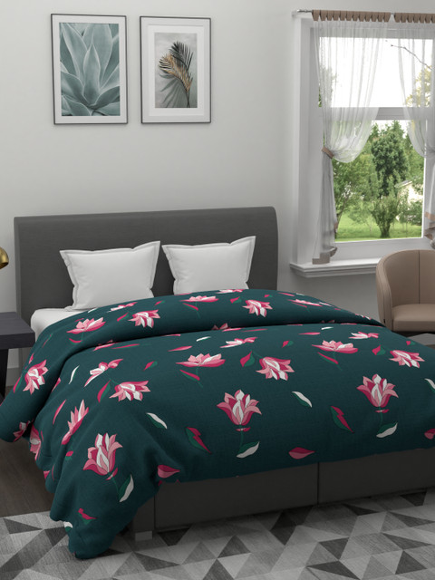 

BIANCA Green & Pink Floral AC Room 120 GSM Double Bed Comforter