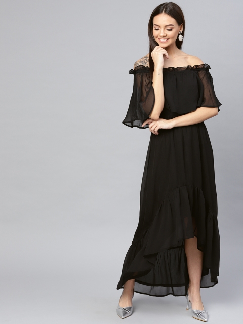 

Femella Women Black Solid Layered Maxi Dress