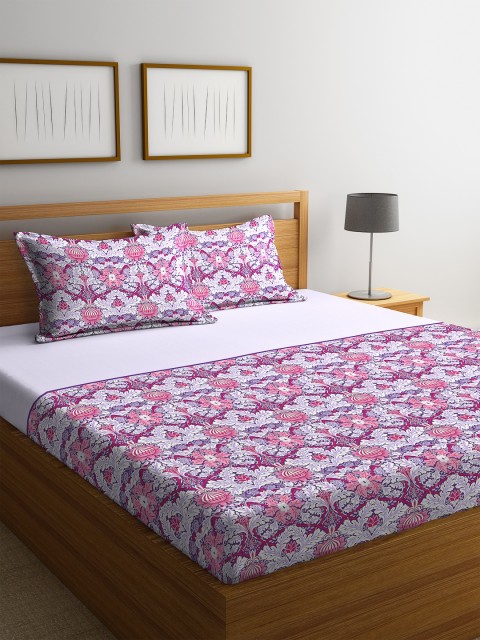 

Portico New York Multicoloured Floral 210 TC Cotton 1 King Bedsheet with 2 Pillow Covers, Multi