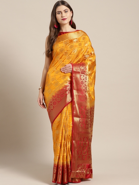

Chhabra 555 Mustard Yellow & Golden Gharchola Pattern Banarasi Saree