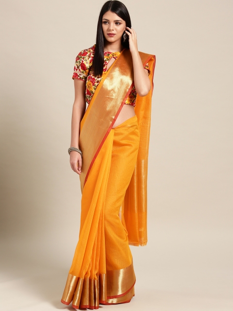 

Chhabra 555 Mustard Yellow Woven Design Saree