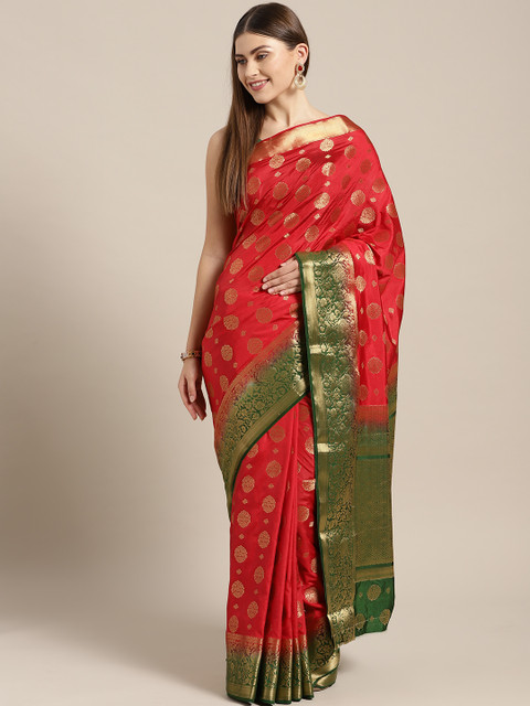 

Chhabra 555 Red & Golden Art Silk Woven Design Banarasi Saree