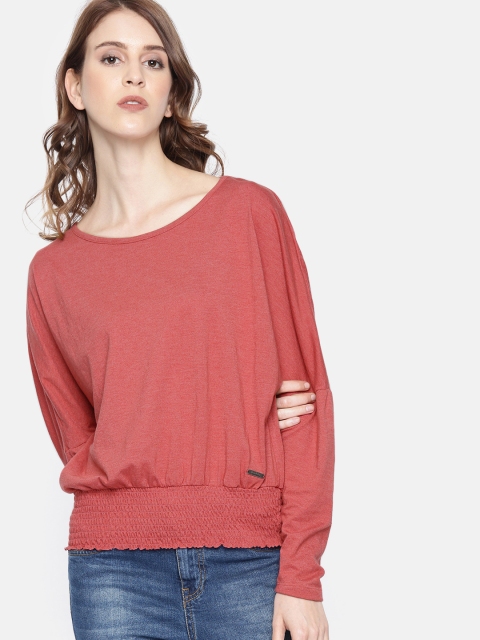 

Roadster Women Rust Red Solid Cinched Waist Top
