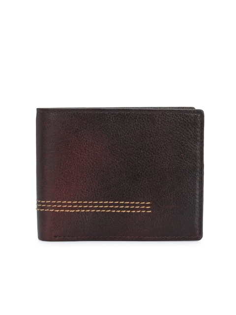 

Calvadoss Men Brown Textured Leather Two Fold Wallet