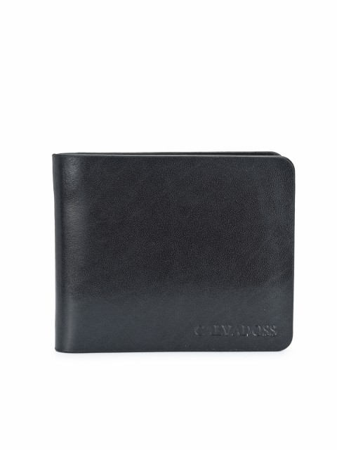 

Calvadoss Men Black Solid Leather Two Fold Wallet