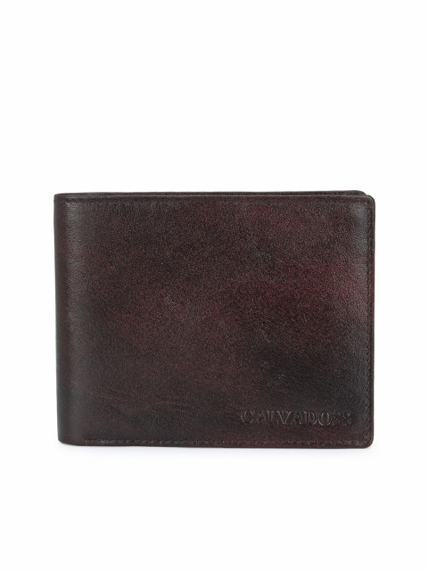 

Calvadoss Men Brown Textured Leather Two Fold Wallet
