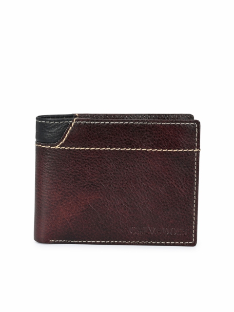 

Calvadoss Men Brown Textured Leather Two Fold Wallet