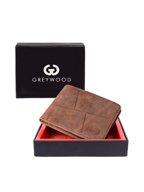 

Greywood Men Brown Textured Two Fold Leather Wallet