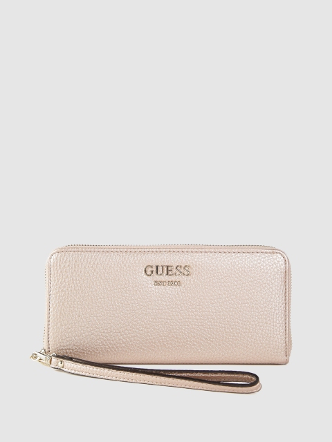 

GUESS Women Rose Gold Solid Zip Around Wallet