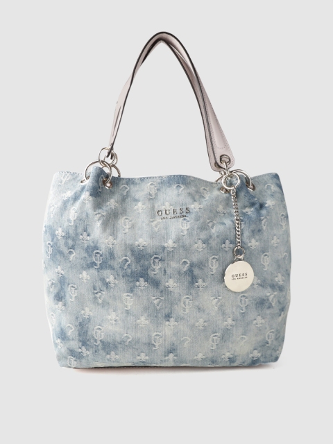 

GUESS Blue Self Design Denim Shoulder Bag