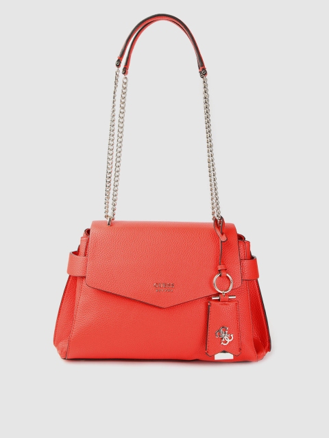 

GUESS Coral Red Solid Shoulder Bag