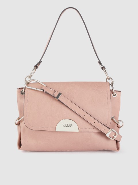 

GUESS Peach-Coloured Solid Shoulder Bag with Detachable Sling Strap