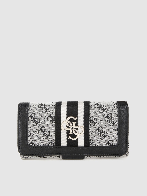 

GUESS Women Grey & Black Self Design Two Fold Wallet