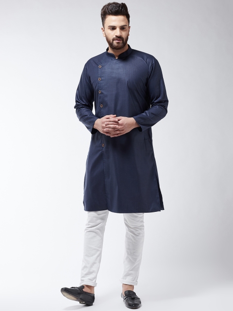 

SOJANYA Men Navy Blue Solid Straight Kurta