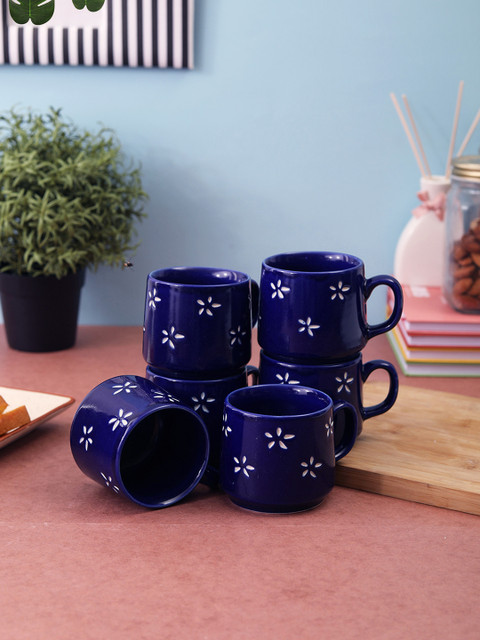 

VarEesha Blue Set of 6 Printed Ceramic Cups