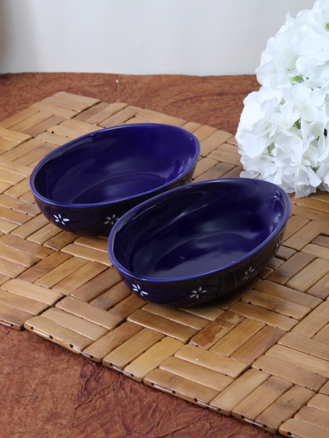 

VarEesha Blue Set of 2 Printed Ceramic Bowls